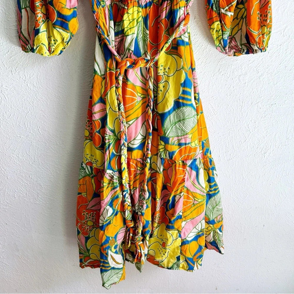 J. Crew Belted midi dress in tropical floral Small belted - Picture 5 of 7